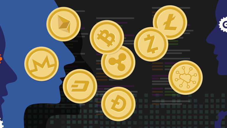Ilustración de criptomonedas