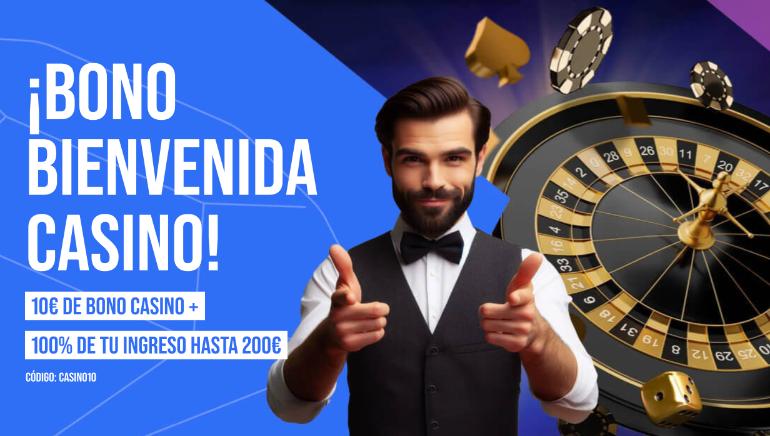 10 euros gratis más un 100% hasta 200 euros